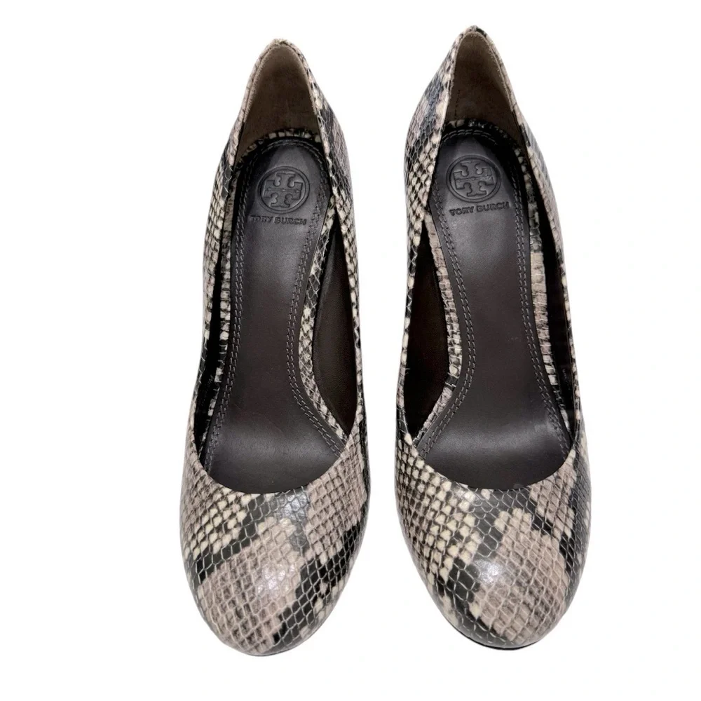 TORY BURCH Astoria Snakeskin Print Wedge Shoe Sz 8 - Picture 5 of 13